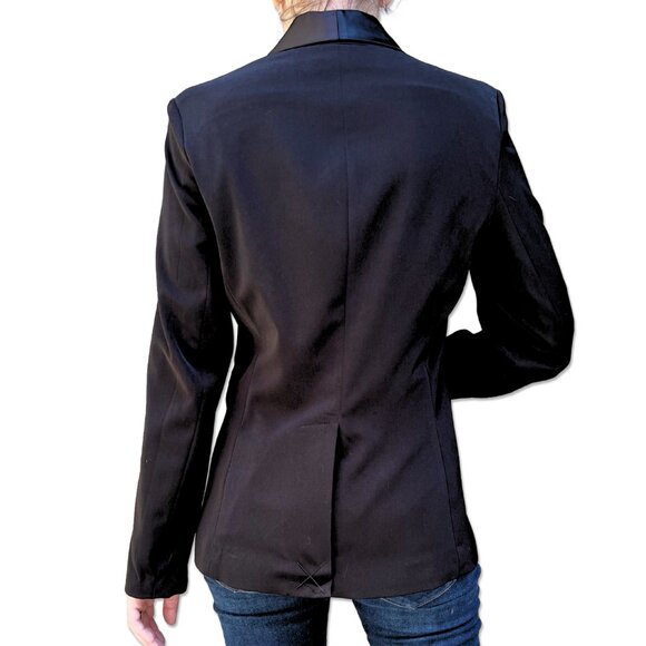 NWT M.S.S.P. Elegant Black Blazer with Satin Lapel Size 8 - Picture 4 of 5